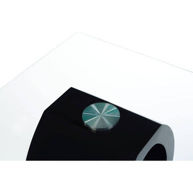 Tempered Glass Top O-Shaped Side Table With Black Base, Halo