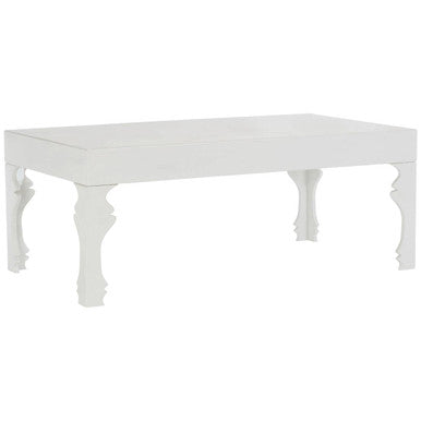 White High Gloss Wooden Coffee Table With Stately Shaped Legs, Luis