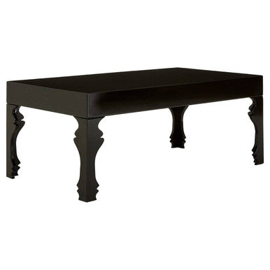 Black High Gloss Wooden Coffee Table With Stately Shaped Legs, Luis