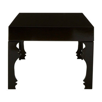 Black High Gloss Wooden Coffee Table With Stately Shaped Legs, Luis