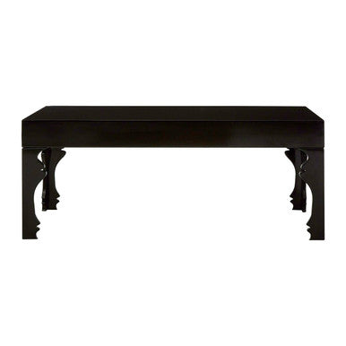 Black High Gloss Wooden Coffee Table With Stately Shaped Legs, Luis
