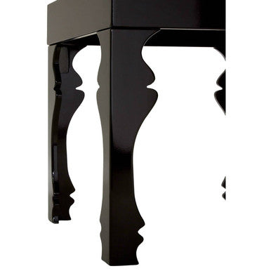 Black High Gloss Side Table With Decorative Shaped Curved Legs, Luis