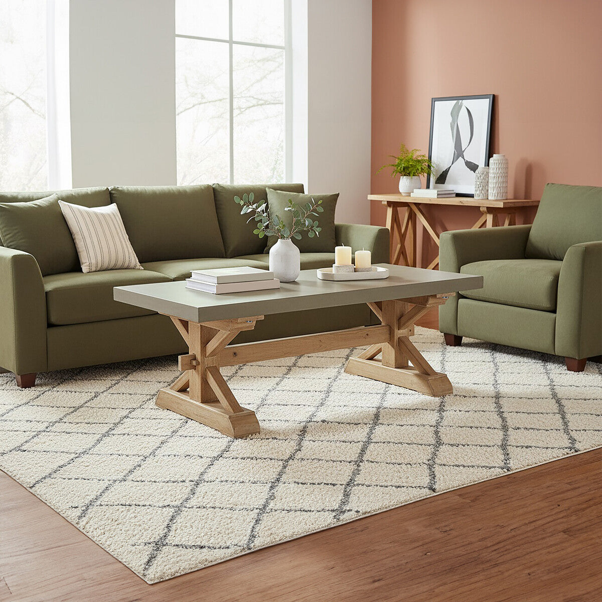 Pompeii Wooden Solid Wood Oak Contemporary Coffee Table