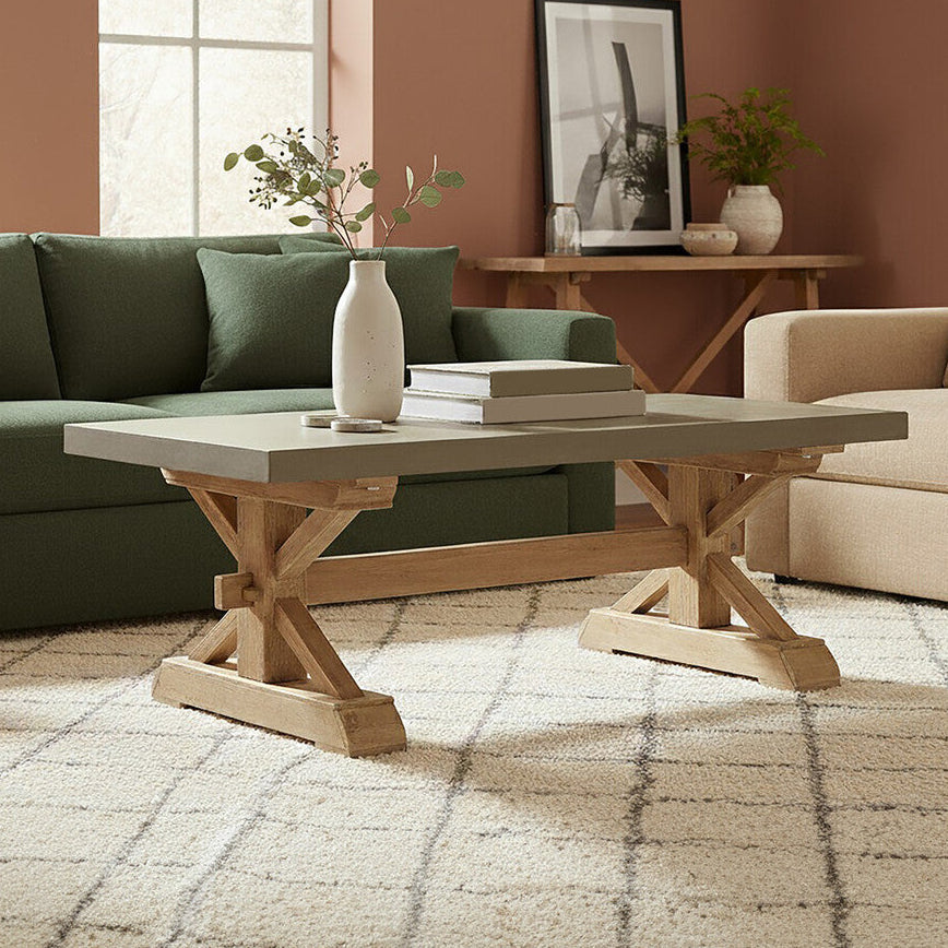 Pompeii Wooden Solid Wood Oak Contemporary Coffee Table