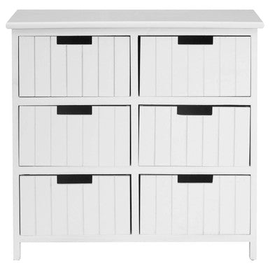 New England White 6 Drawers Chest