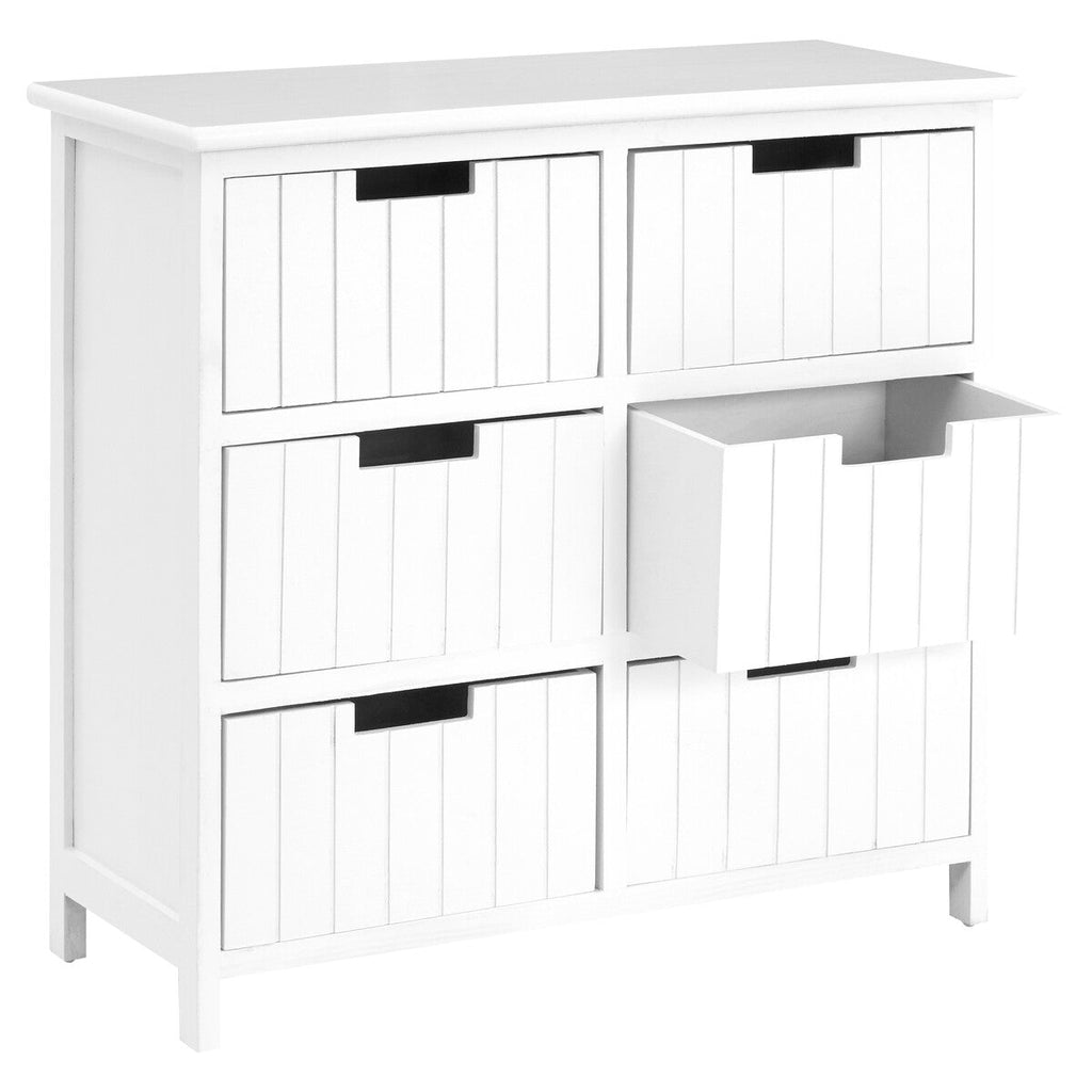 New England White 6 Drawers Chest