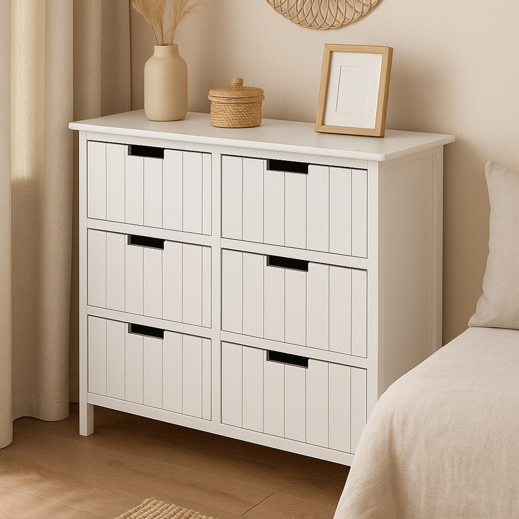 New England White 6 Drawers Chest