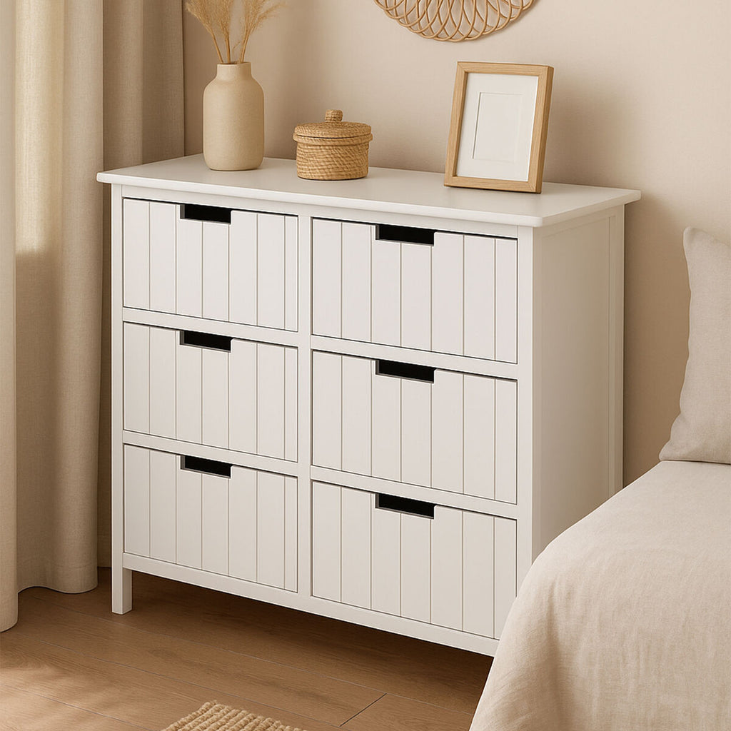 New England White 6 Drawers Chest