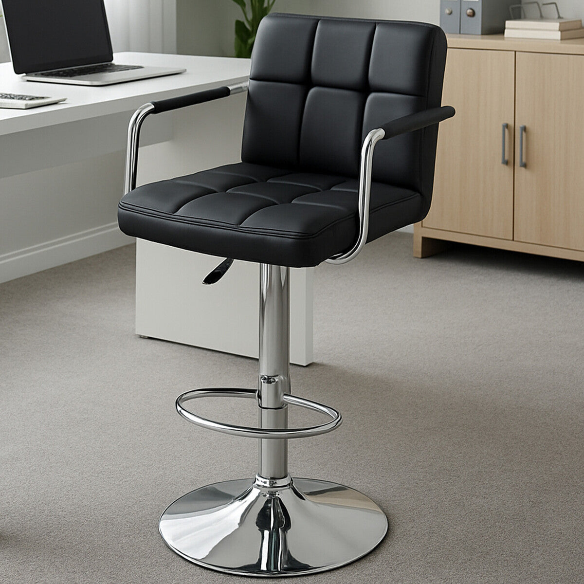 Starz Black Leather Bar Chair