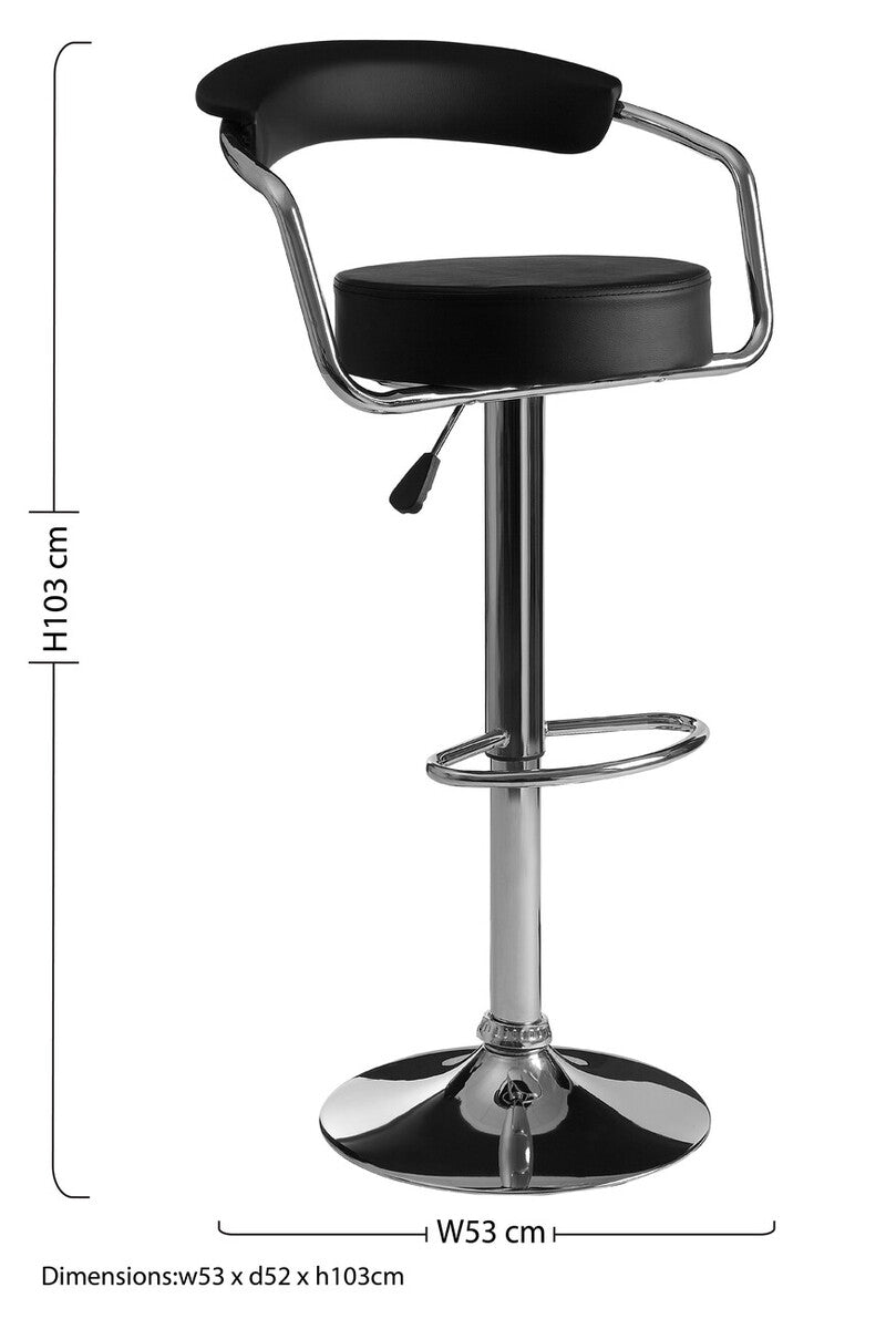 Scala Black Leather Bar Chair