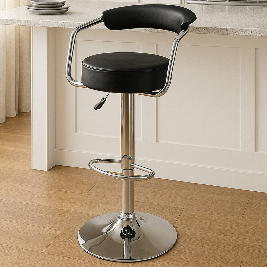 Scala Black Leather Bar Chair