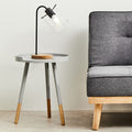 Grey Round Side Table With Natural Wood Feet, Viborg