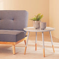 Grey Large Round Side Table With Natural Wood Feet, Viborg