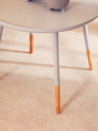 Grey Large Round Side Table With Natural Wood Feet, Viborg