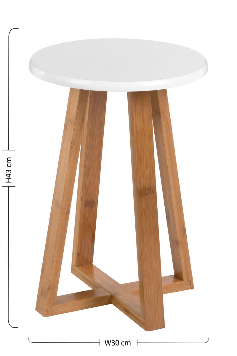 Viborg White & Natural Bamboo Round Stool