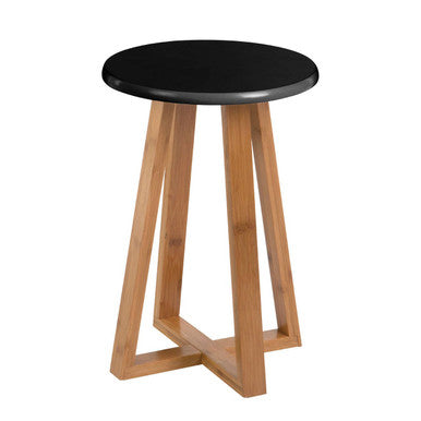 Viborg Black & Natural Bamboo Round Stool
