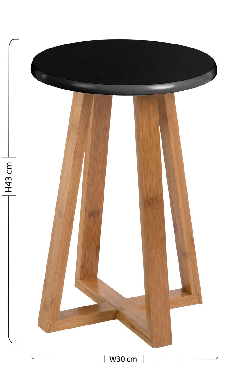 Viborg Black & Natural Bamboo Round Stool