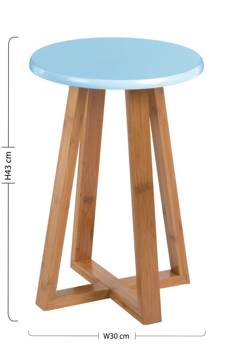 Viborg Blue & Natural Bamboo Round Stool