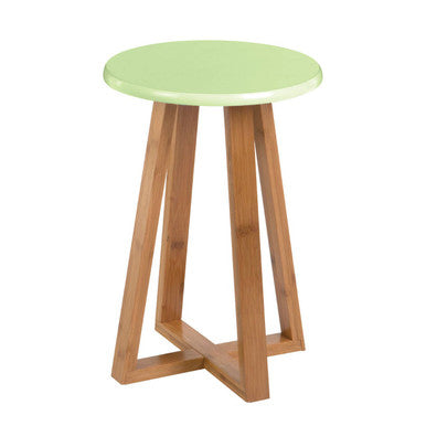 Viborg Green & Natural Bamboo Round Stool