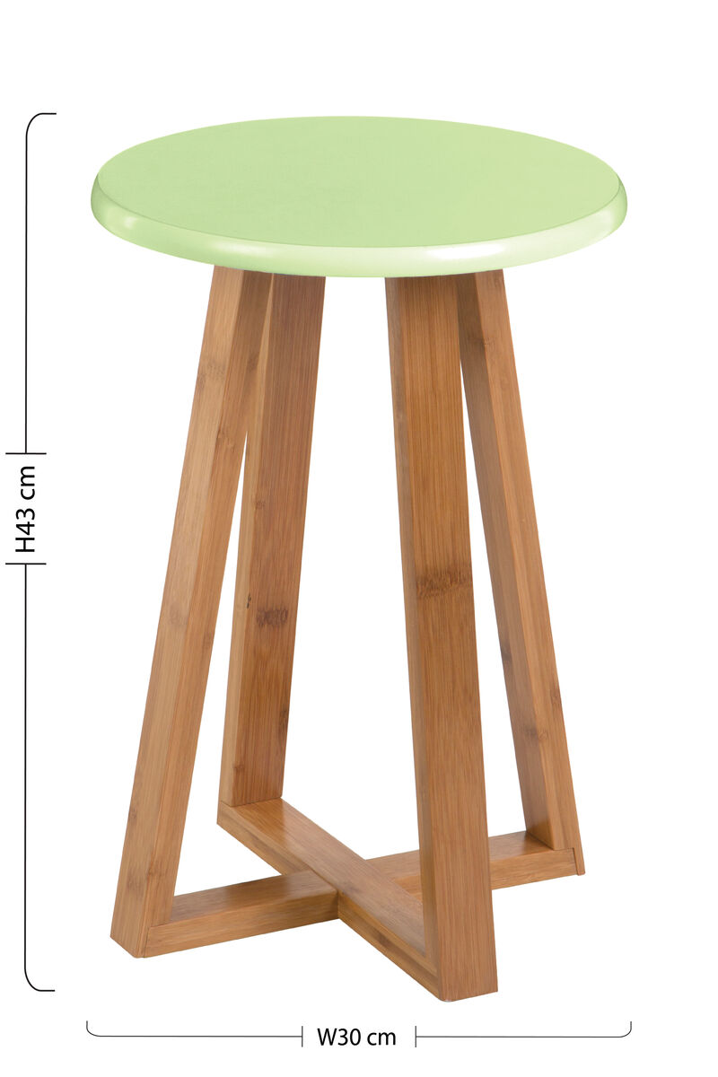 Viborg Green & Natural Bamboo Round Stool