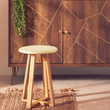 Viborg Green & Natural Bamboo Round Stool