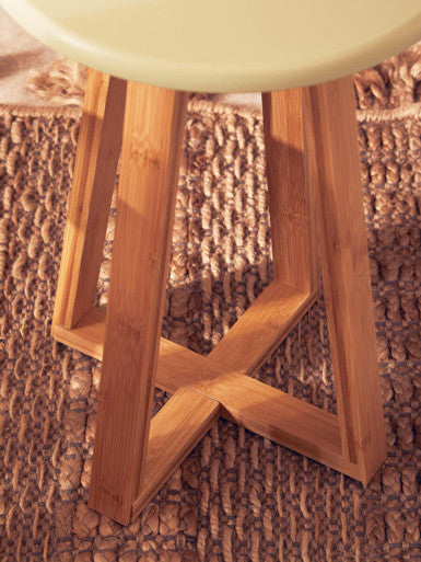 Viborg Green & Natural Bamboo Round Stool