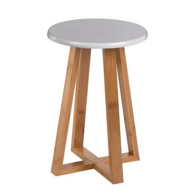 Viborg Grey & Natural Bamboo Round Stool