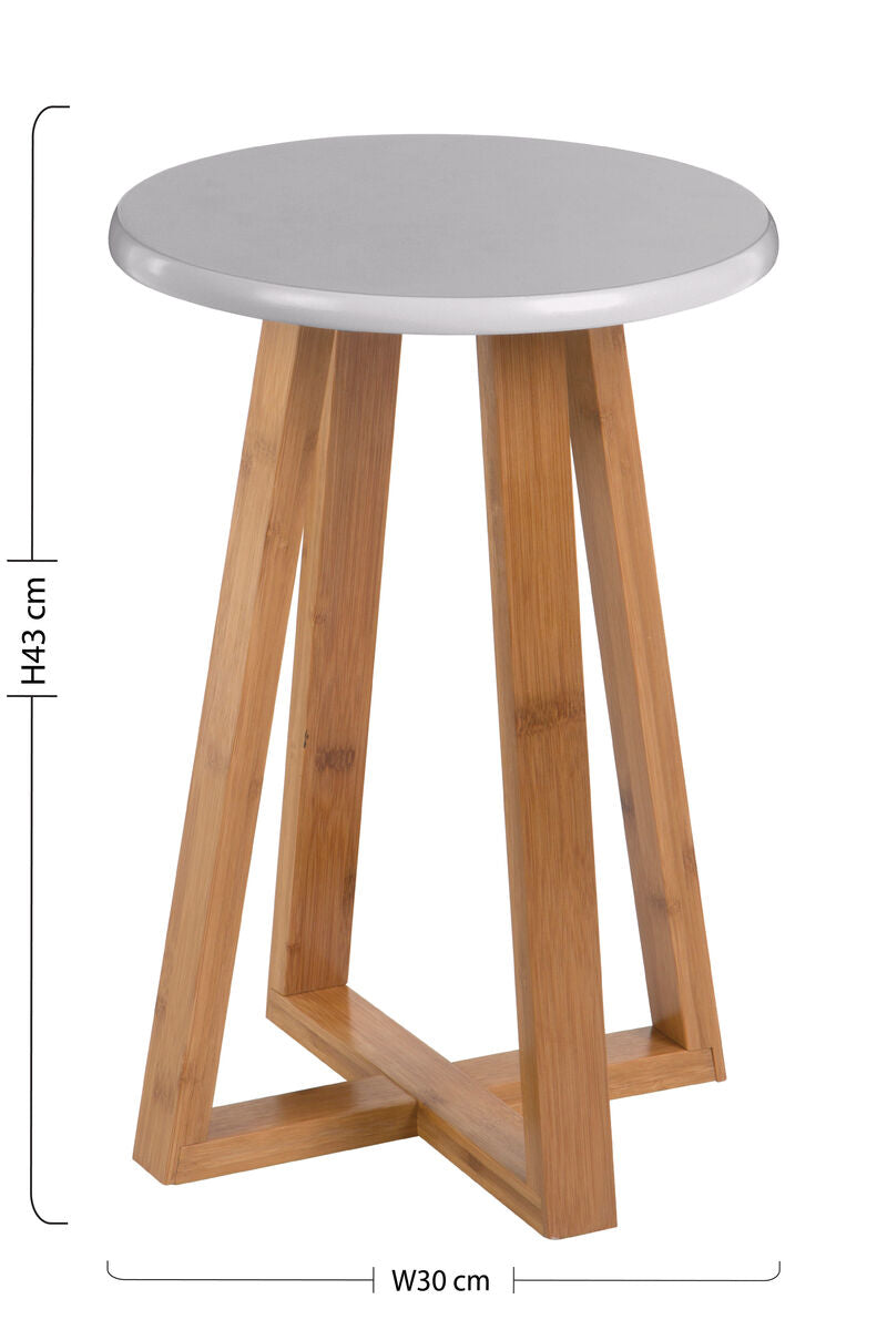 Viborg Grey & Natural Bamboo Round Stool