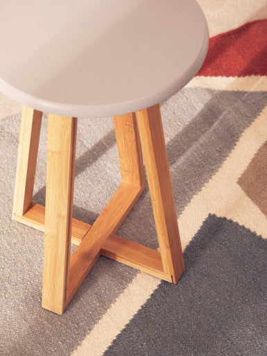 Viborg Grey & Natural Bamboo Round Stool