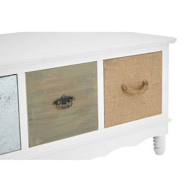 White Beach House Style Coffee Table With Three Drawers & Mixed Handle Design, Weymouth