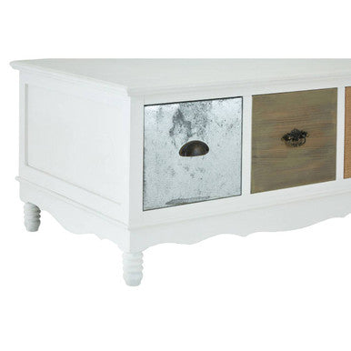 White Beach House Style Coffee Table With Three Drawers & Mixed Handle Design, Weymouth