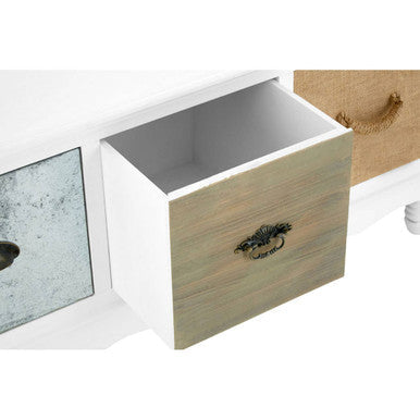 White Beach House Style Coffee Table With Three Drawers & Mixed Handle Design, Weymouth