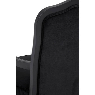 Rococo Black Shiny Velvet Chair & Footstool