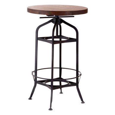 Natural Walnut Top & Black Metal Base Bar Table, New Foundry