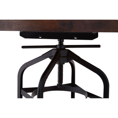 Natural Walnut Top & Black Metal Base Bar Table, New Foundry