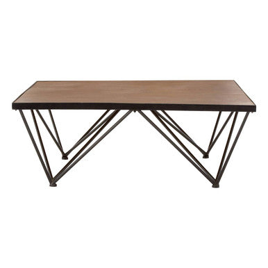 Brown Wood Top & Iron Base Square Coffee Table, New Foundry