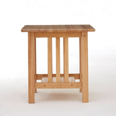 Natural Rubberwood Square Side Table With Lower Storage Shelf & Lattice Panel Sides, Selby