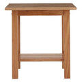 Natural Rubberwood Square Side Table With Lower Storage Shelf & Lattice Panel Sides, Selby