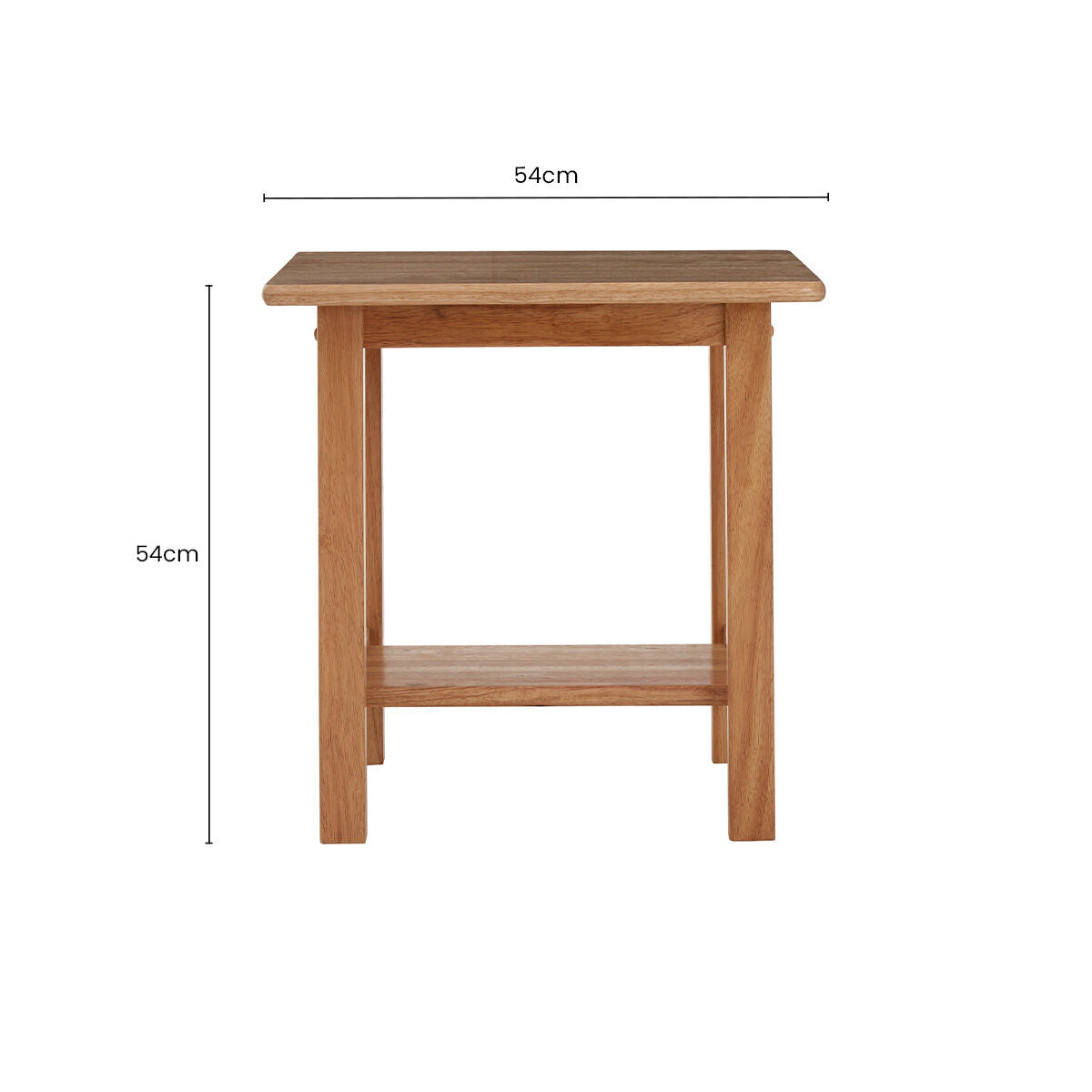 Natural Rubberwood Square Side Table With Lower Storage Shelf & Lattice Panel Sides, Selby