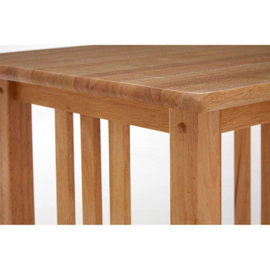 Natural Rubberwood Square Side Table With Lower Storage Shelf & Lattice Panel Sides, Selby
