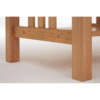 Natural Rubberwood Square Side Table With Lower Storage Shelf & Lattice Panel Sides, Selby