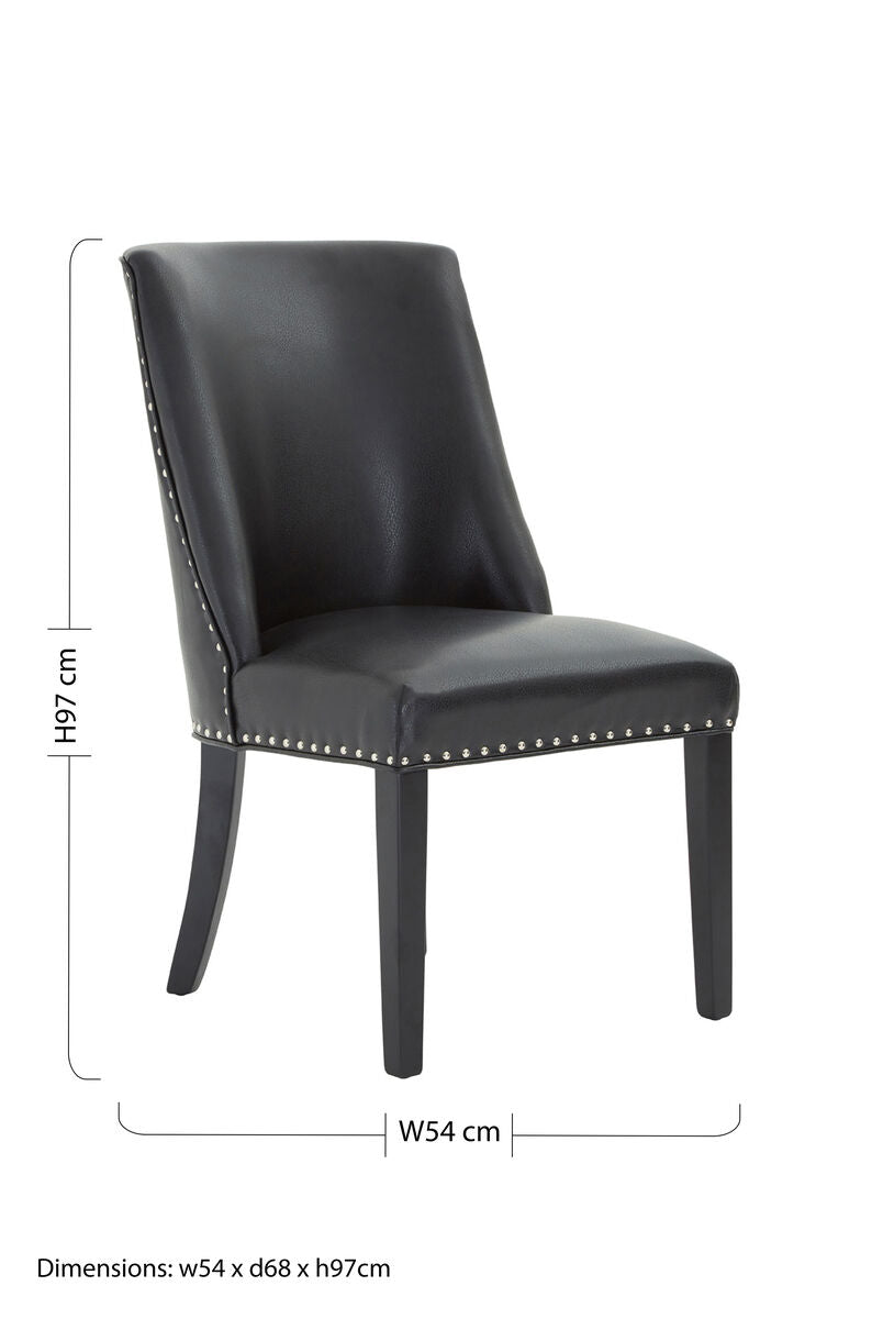 Rodeo Black Leather Dining Chair