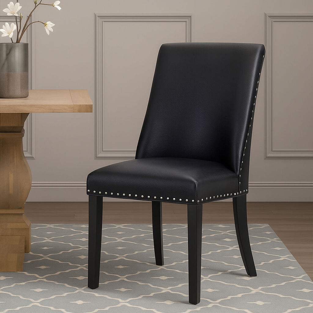 Rodeo Black Leather Dining Chair