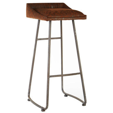 New Foundry Brown Leather Bar Stool