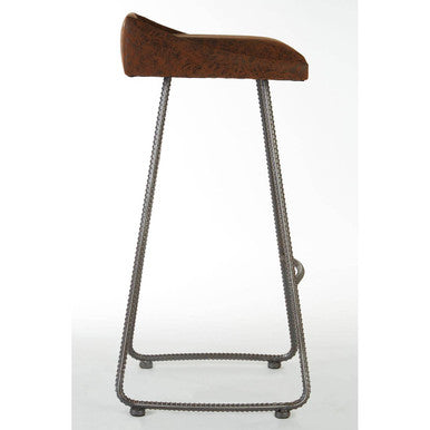 New Foundry Brown Leather Bar Stool
