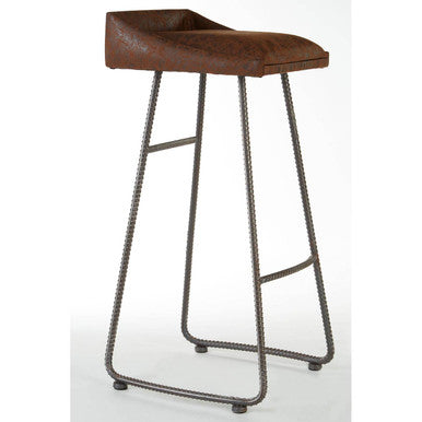 New Foundry Brown Leather Bar Stool