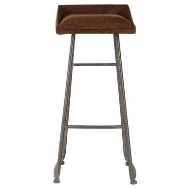 New Foundry Brown Leather Bar Stool