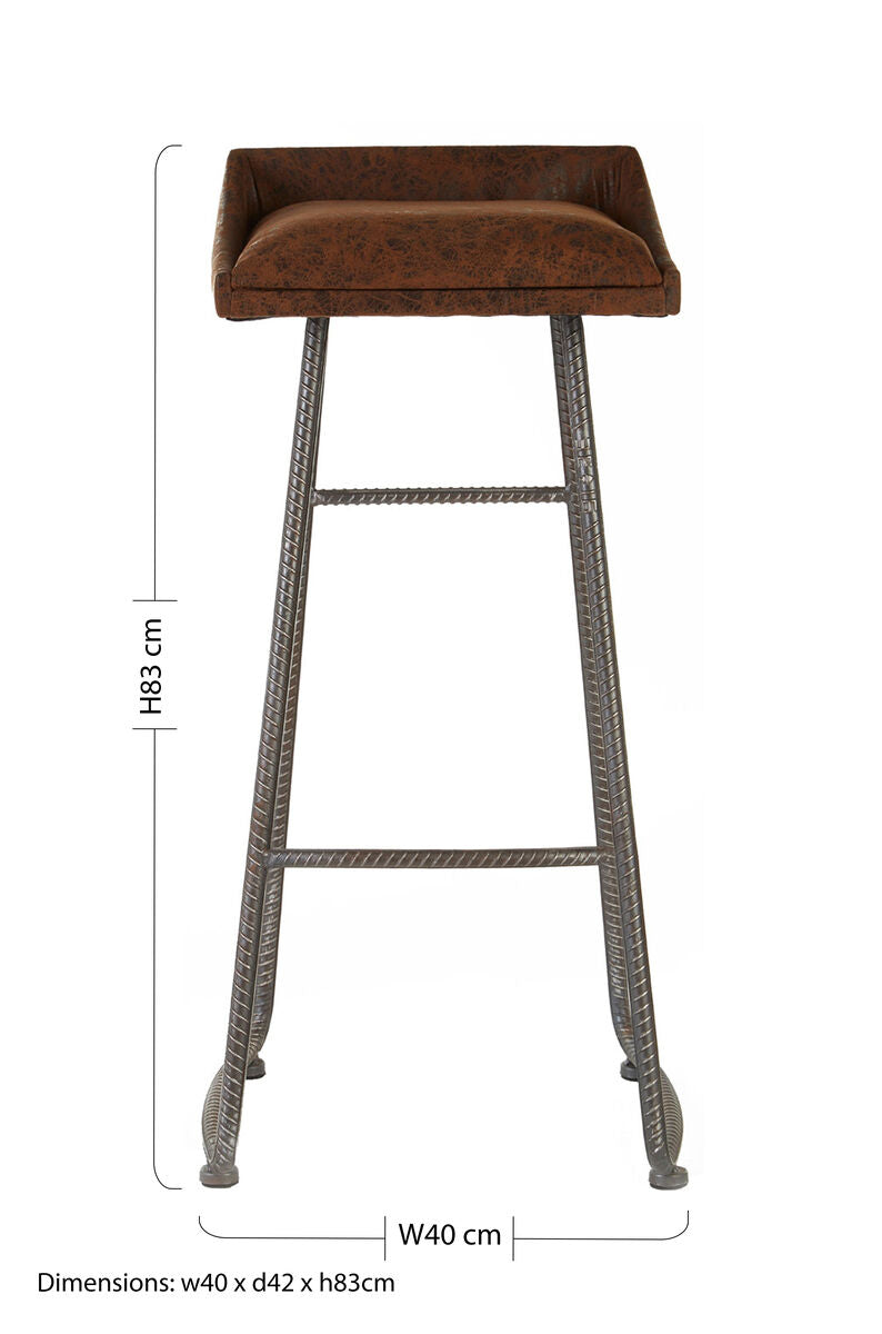 New Foundry Brown Leather Bar Stool