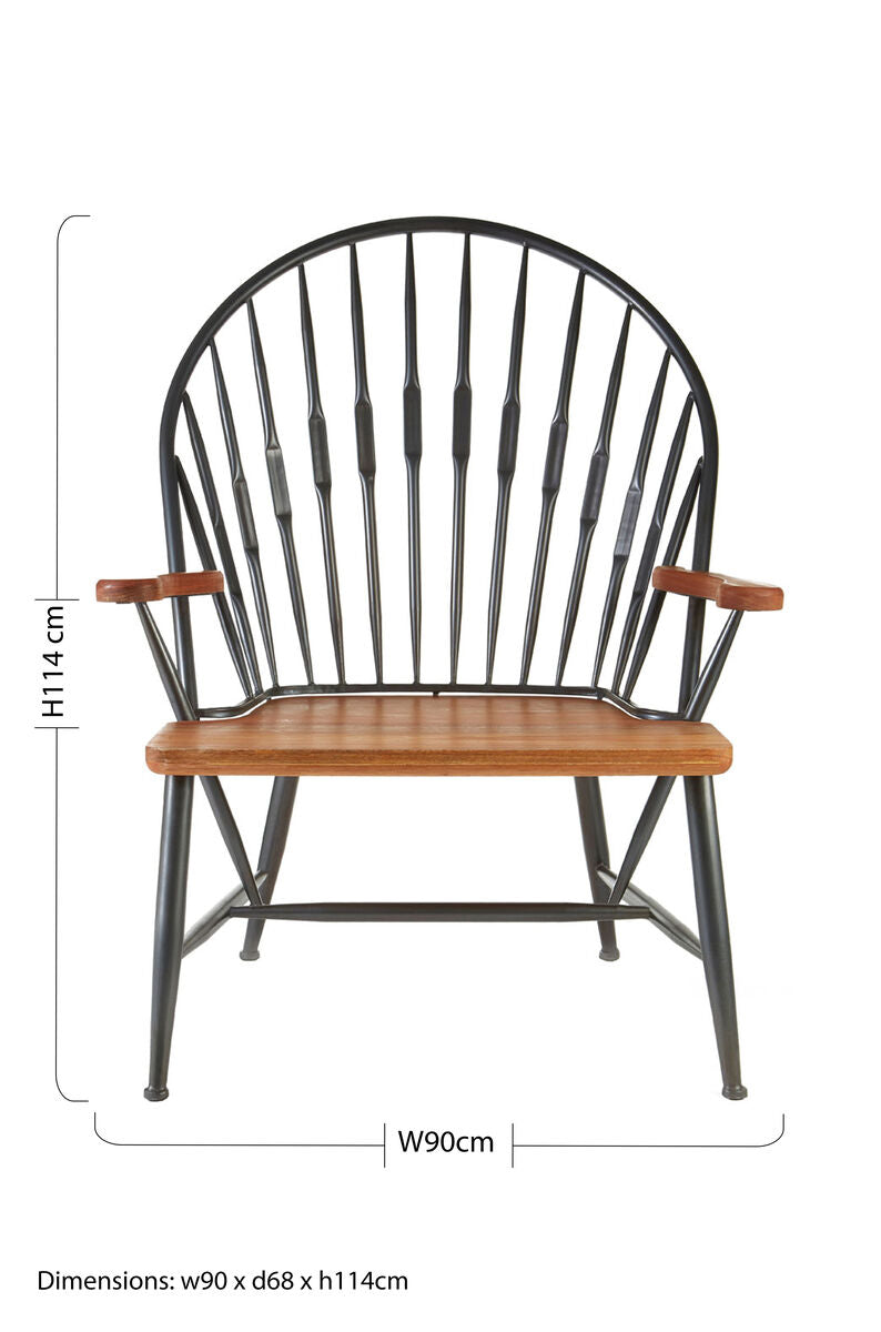 New Foundry Walnut Wood & Metal Armchair