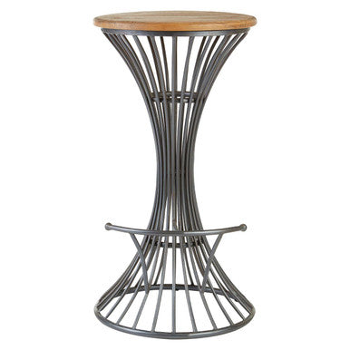 New Foundry Elm Wood & Metal Bar Stool